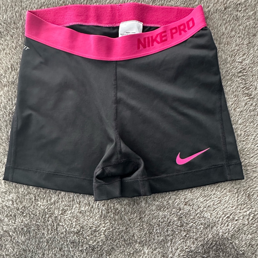 Nike Black and Pink Athletic Shorts with Compression Fit